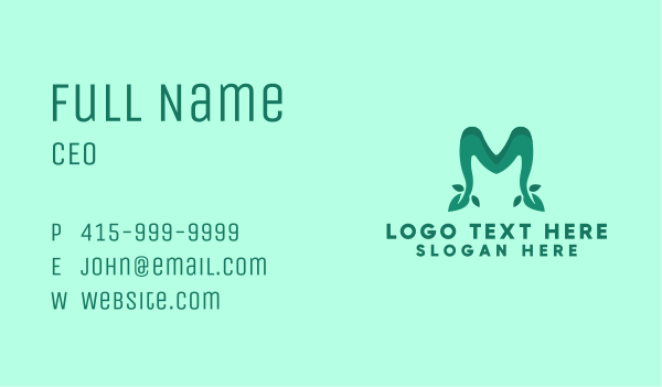 Green Letter M Leaves Business Card Design Image Preview