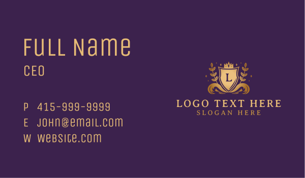 Luxury Crown Shield Business Card Design Image Preview