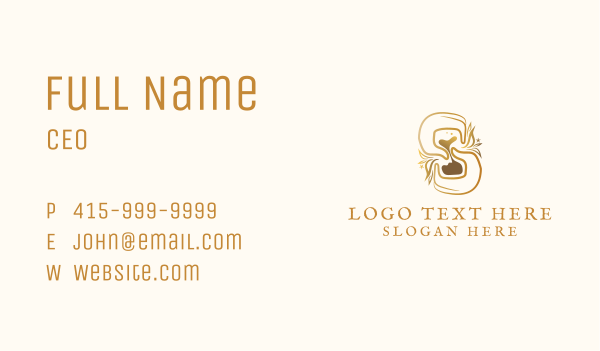 Gold Hourglass Hand Business Card Design Image Preview