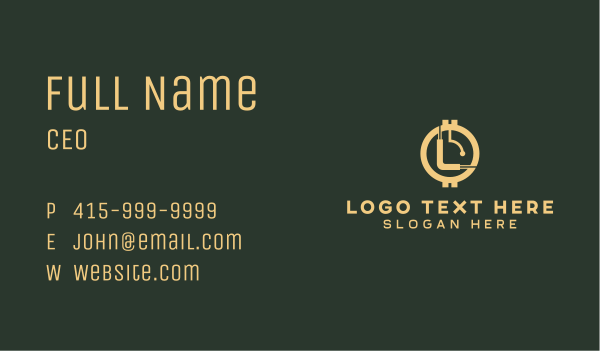 Gold Cryptocurrency Letter L Business Card Design Image Preview