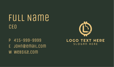 Gold Cryptocurrency Letter L Business Card