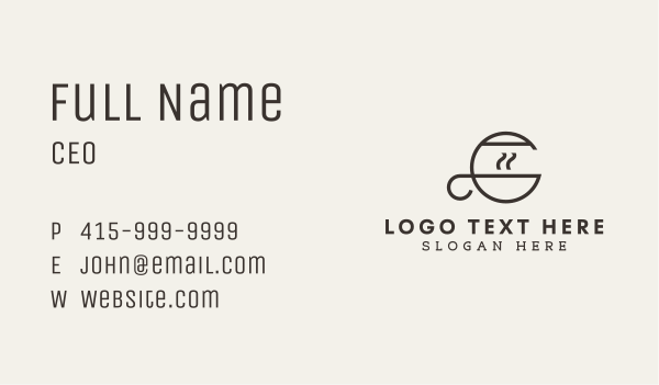 Coffee Monoline Letter C Business Card Design Image Preview