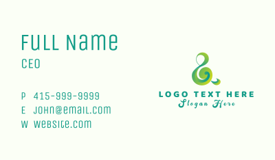 Natural Ampersand Lettering Business Card