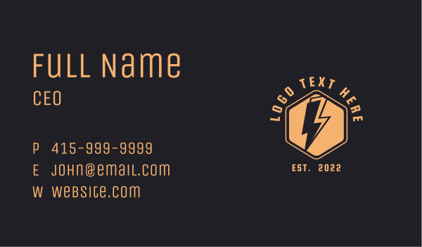 Electric Company Thunder Bolt Business Card Design Image Preview