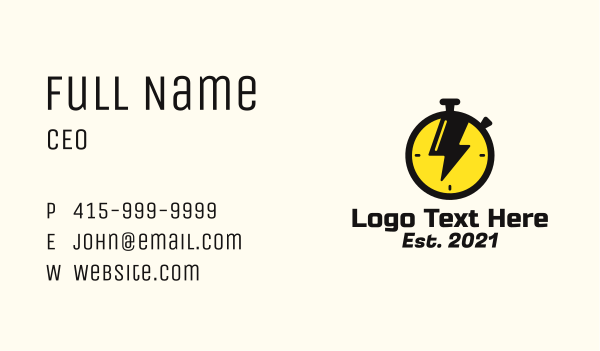 Thunder Stopwatch Business Card Design Image Preview