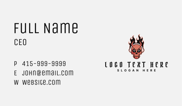Flame Demon Skull Business Card Design Image Preview
