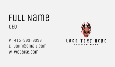 Flame Demon Skull Business Card Image Preview