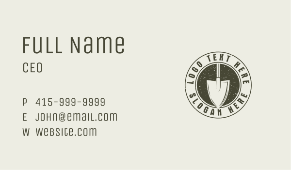 Rustic Garden Shovel Business Card Design Image Preview