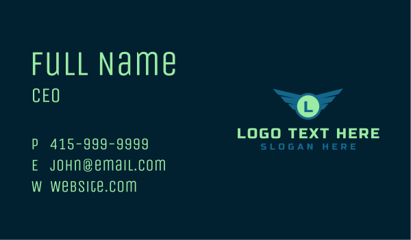 Winged Badge Letter Business Card Design Image Preview