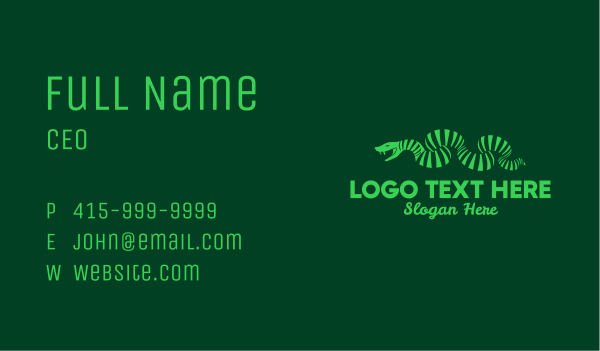 Green Stripe Snake  Business Card Design
