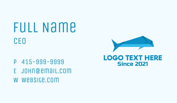 Blue Whale Origami Business Card Design Image Preview