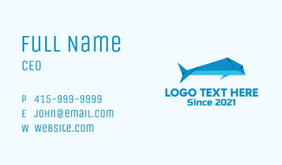 Blue Whale Origami Business Card Image Preview