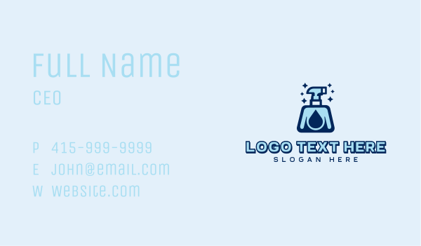Clean Spray Bottle Droplet Business Card Design Image Preview