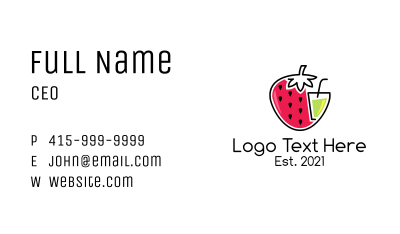Strawberry Fruit Juice Drink Business Card Image Preview