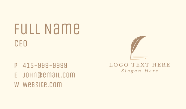 Feather Quill Literature Business Card Design Image Preview