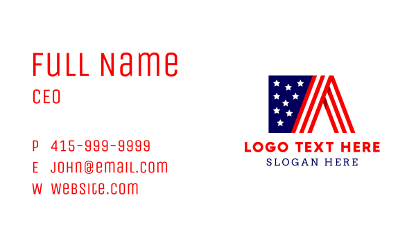 America Star Stripes Flag Business Card Design