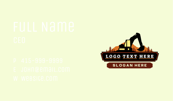 Landscape Backhoe Excavator Business Card Design Image Preview