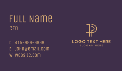 Minimal P Lettermark Business Card Image Preview