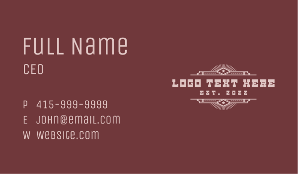 Western Classic Star Business Card Design Image Preview