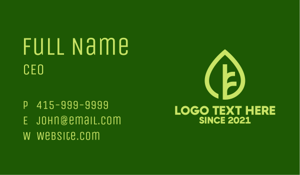 Vegetarian Organic Leaf Business Card Design Image Preview