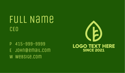 Vegetarian Organic Leaf Business Card Image Preview