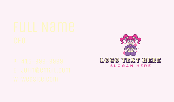 Cute Cyber Girl Business Card Design Image Preview