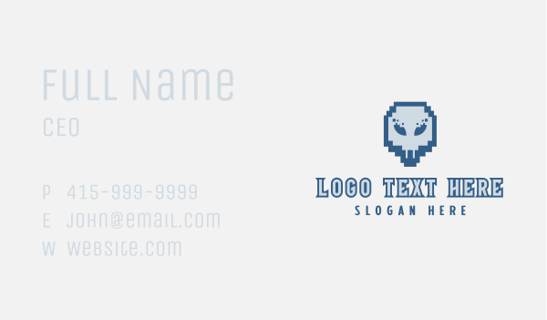 Skull Tech Pixel Business Card Design Image Preview