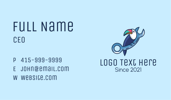 Toucan Maintenance Wrench Business Card Design Image Preview