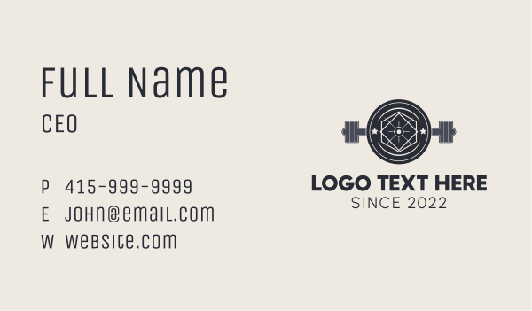 Hipster Gym Barbell Business Card Design Image Preview