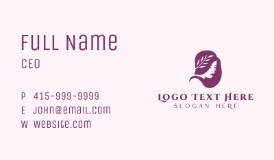 Purple Wreath Hair Lady Business Card Image Preview