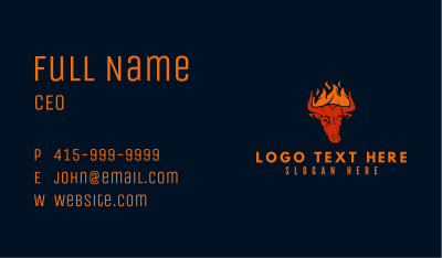 Flaming Bull Horns Business Card Image Preview