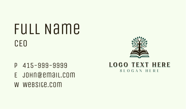 Book Tree Library Business Card Design Image Preview