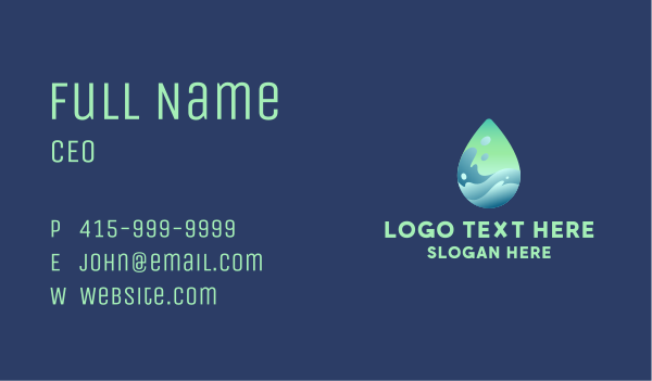 Water Droplet Wave Business Card Design Image Preview