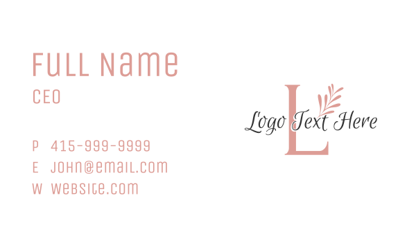 Simple Leaf Lettermark Business Card Design Image Preview