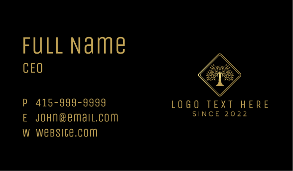 Golden Tree Forest Business Card Design Image Preview