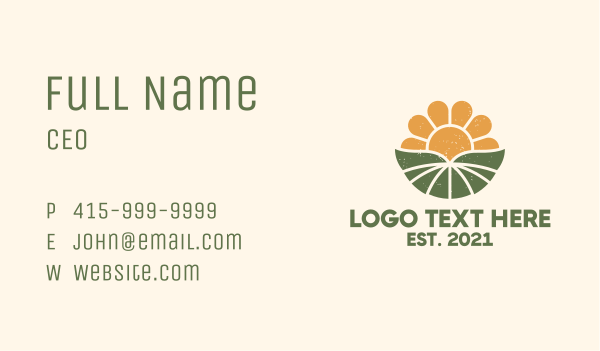 Sunrise Flower Field Business Card Design Image Preview