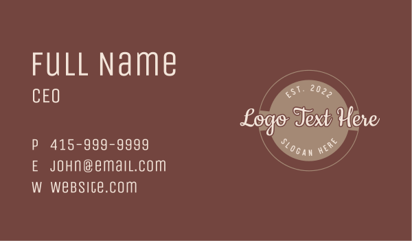 Brown Wordmark Emblem Business Card Design Image Preview