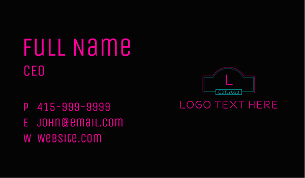 Neon Club Letter Business Card Design Image Preview