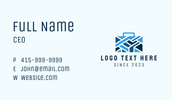 Blue Geometric Suitcase Business Card Design Image Preview