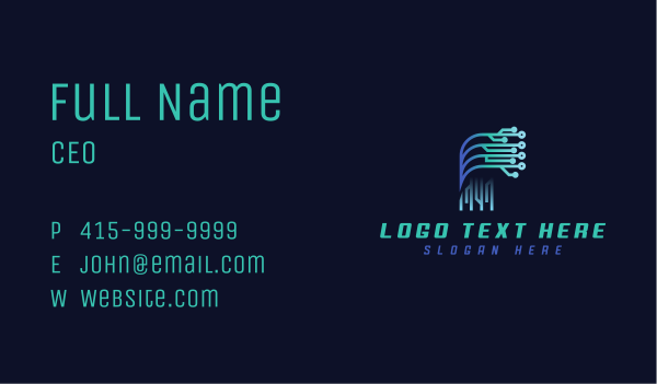 Digital Tech Letter F Business Card Design Image Preview