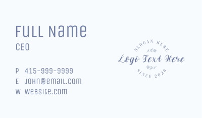 Feminine Script Wordmark Business Card Image Preview