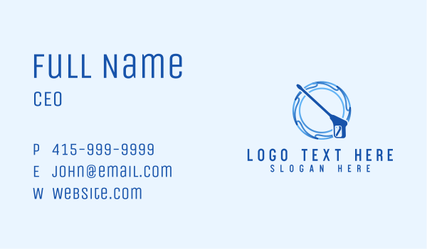 Blue Pressure Washer Business Card Design Image Preview