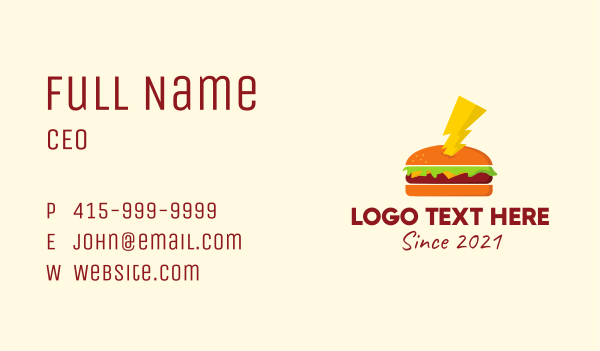 Hamburger Thunder Bolt  Business Card Design Image Preview