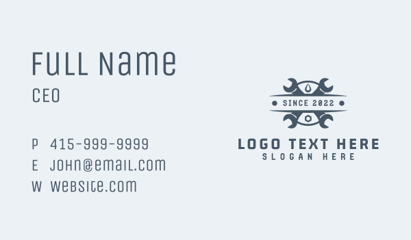 Gray Wrench Plumbing Business Card Design Image Preview