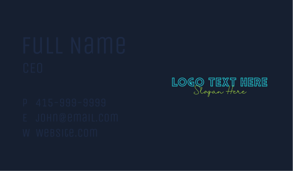 Neon Light Wordmark Business Card Design Image Preview