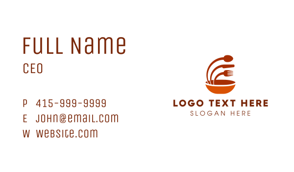 Orange Eatery Utensils Business Card Design Image Preview