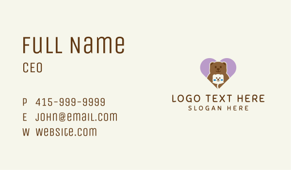 Cute Teddy Bear Business Card Design Image Preview