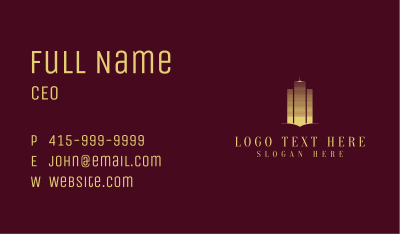Classy Golden Tower Building Business Card Image Preview