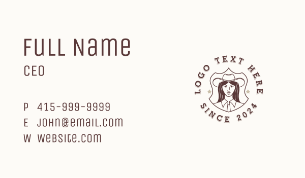 Cowgirl Woman Equestrian Business Card Design Image Preview