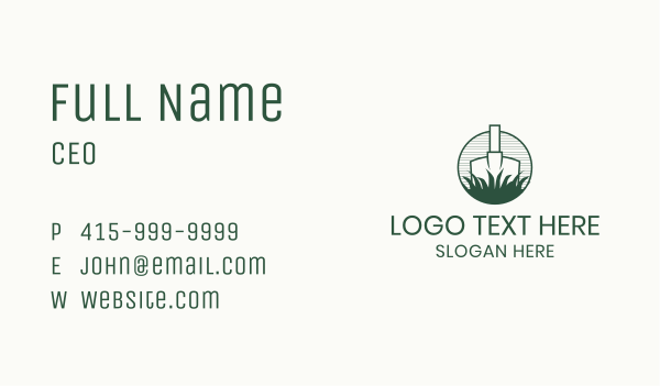 Minimalist Shovel Grass Business Card Design Image Preview